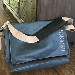 Brooks Waxed Canvas Messenger Bag with Leather Details
